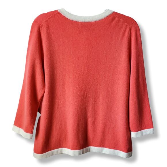 Women Talbots Coral Ivory Cashmere Cardigan PL Ladylike Retro Classic Career NEW - Picture 7 of 11